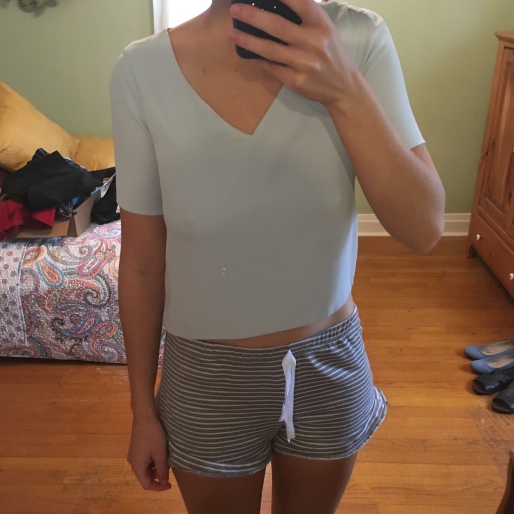 Light blue v neck top